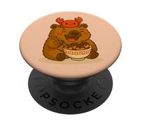 Lindo Capibara y Cangrejo Comiendo Tokoyaki Amante de la Comida Japonesa PopSockets PopGrip Adhesivo