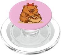 Lindo Capibara y Cangrejo Comiendo Tokoyaki Amante de la Comida Japonesa PopSockets PopGrip para MagSafe
