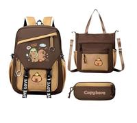 Lindo Capybara Backpack - Bolso escolar de gran capacidad, caricaturado maldito | Juego de mochila impermeable para niñas, estudiantes, viajes para niños pequeños, el, a, Se référer au descriptif