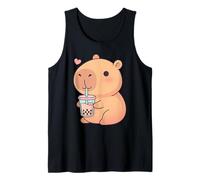 Lindo Capybara Bubble Tea Kawaii Anime Capybaras Lover Girls Camiseta sin Mangas