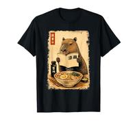 Lindo Capybara Ramen Japonés Kanji Edo Pintura Camiseta
