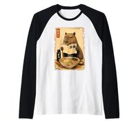 Lindo Capybara Ramen Japonés Kanji Edo Pintura Camiseta Manga Raglan