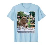 Lindo Capybara Sip Tea Rose Cup Cottagecore Floral Garden Camiseta