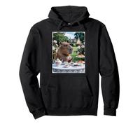 Lindo Capybara Sip Tea Rose Cup Cottagecore Floral Garden Sudadera con Capucha