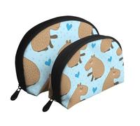 Lindo carpincho, Bolsa de Maquillaje de Concha, Monedero pequeño para Mujer, Bolsa de artículos de tocador, Bolsa de cosméticos, 2 Piezas
