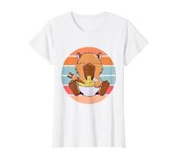Lindo Carpincho Come Fideos Ramen Carpincho Ramen Animal Camiseta gráfica económica, Mujer, Blanco, S