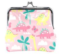 Lindo cartera floral lindo de piel con cierre de beso Dinos divertido bolsa de cambio de monedas rosa, Juguetón Dinos Rosa, UNITALLA, Classic, Juguetón Dinos Rosa, UNITALLA, Classic