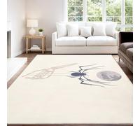 Lindo Cartoon Geométrico Fantasía Divertido Alfombra 120 x 180 cm Beige Luna Calavera Araña Pelo Corto Súper Suave Alfombra Lavable para Habitación Adolescente, No Desprende Pelusa y Fácil de Limpiar