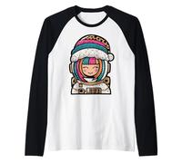 Lindo Casco de Astronauta arcoíris Divertido Camiseta Manga Raglan