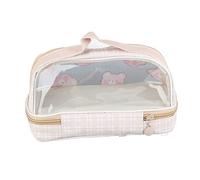 Lindo caso de lápiz Kawaii, caso de lápiz de oso con cremallera y mango | Bolsa de lápiz Kawaii, Bolsa de lápiz transparente, Bolsa de maquillaje, Bolsa de aseo para viajes en el espacio de trabajo