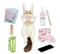 Lindo Cat Backpack, Plush Carry Bag, Realistic Kitty Stuffed Pack, Lightweight Travel School, Soft Animal Design Details, Adorable Plush Backpack for College Office Vacation Weekend Commute Shopping