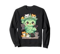 Lindo Cat Lady Liberty Cartoon con Gatitos - Amante Divertido de los Gatos Sudadera