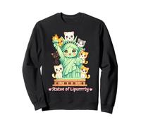 Lindo Cat Lady Liberty Cartoon con Gatitos - Amante Divertido de los Gatos Sudadera