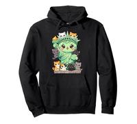 Lindo Cat Lady Liberty Cartoon con Gatitos - Amante Divertido de los Gatos Sudadera con Capucha