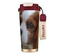 Lindo Cavalier King Charles Spaniel,Taza de café de acero inoxidable 316 con cordón, vaso térmico de viaje para coche, 500 ml