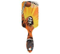Lindo cepillo de baloncesto de esqueleto naranja para cabello rizado, cepillo de masaje diseñado para cabello liso con mango ergonómico, cepillo antiencrespamiento para cabello