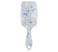 Lindo cepillo de dibujos animados de perro blanco a cuadros para soplar diseñado masaje del cuero cabelludo para el crecimiento del cabello con mango ergonómico cepillos para cabello