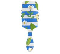 Lindo cepillo de pelo con diseño de flores de lirio de cala a rayas azules y blancas para cabello largo. Masajeador de cuero cabelludo diseñado para cabello liso con mango ergonómico cepillos para