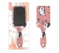 Lindo cepillo de pelo de perro corgi, color rosa, perros galeses, húmedo y seco, cepillo de pelo de plástico desenredante, cepillo de pelo para niños y adultos, regalo de vuelta a la escuela, mujeres