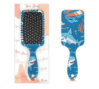 Lindo cepillo de pelo de tiburón de dibujos animados de tiburón húmedo seco cojín de aire cepillo de pelo desenredante cepillo de pelo para niños adultos regalo de vuelta a la escuela mujeres hombres