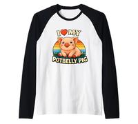 Lindo Cerdito barrigón Vintage con la canción «I Love My Potbelly Pig» Camiseta Manga Raglan