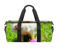 Lindo cerdito con huevos de Pascua, bolsa deportiva para gimnasio, fitness, entrenamiento, bolsa de viaje, bolsa de mano, bolsa de equipo para mujeres y hombres, multicolor, 17.7x9x9 inches