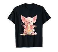 Lindo cerdo comiendo ramen obras de arte japonesas fideos amantes del ramen Camiseta