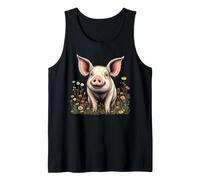 Lindo cerdo con flores Boho Artwork Camiseta sin Mangas