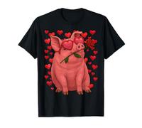 Lindo Cerdo con Gafas de corazón Rosa Animal del día de San Camiseta
