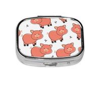 Lindo cerdo de dibujos animados, pastillero de 2 compartimentos, organizador portátil