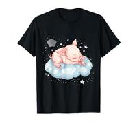 Lindo Cerdo Dormir Dormir Animal Nube Siesta Cerdo Amante Camiseta