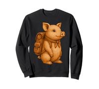 Lindo Cerdo mochilero Camping Excursionista Granja Animal Cerdo Senderismo Sudadera