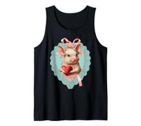 Lindo Cerdo San Valentín con corazón Vintage Farm Animal Coquette Camiseta sin Mangas
