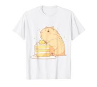 Lindo Chibi Capibara Sosteniendo Yuzu Pastel Calma Arte Kawaii Camiseta gráfica económica, Hombre, Blanco, S
