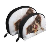 Lindo, Chihuahua, Perro, Animal, Bolsa de Maquillaje de Concha, Monedero pequeño para Mujer, Bolsa de artículos de tocador, Bolsa de cosméticos, 2 Piezas