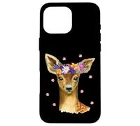 Lindo Ciervo bebé Corona Floral otoño Primavera Ciervo Carcasa para iPhone 16 Pro MAX