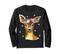 Lindo Ciervo bebé Corona Floral otoño Primavera Ciervo Manga Larga