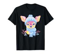Lindo Ciervo Invierno Bosque Retrato gráfico bebé Bufanda Azul Camiseta