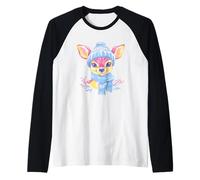 Lindo Ciervo Invierno Bosque Retrato gráfico bebé Bufanda Azul Camiseta Manga Raglan