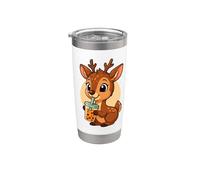 Lindo ciervo kawaii anime beber té burbuja niña niños Vaso térmico de acero inoxidable de doble pared