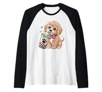 Lindo Cockapoo Puppy Love Bubble Tea Kawaii Camiseta Manga Raglan