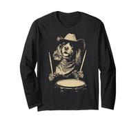 Lindo Cocker Spaniel Tocando Tambores Cowboy Perro Western Drummer Manga Larga