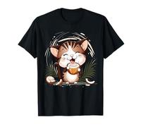 Lindo Coco Gato Arte Animal Dibujo Amante Del Gato Camiseta