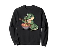 Lindo cocodrilo Comiendo Ramen japonés Kawaii Reptil Fideos Sudadera