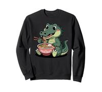 Lindo cocodrilo Comiendo Ramen japonés Kawaii Reptil Fideos Sudadera