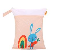 Lindo Colgando Bolsa de Pañales para Carrito de Bebé, Treer Reutilizable Impermeable Lavable Bolsa Doble Cremallera Wetbag Portátil Mamá Organizador de Maquillaje (Conejo)