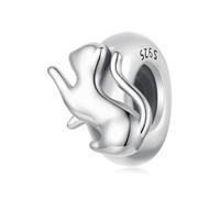 Lindo colgante de huella de pata de gato y perro mascota, charms de espacio de 925 plata de ley, perla, compatible con pulsera Pandora para mujeres, keineKeine Größe verfügbar, Plata de ley