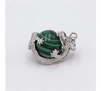 Lindo colgante de piedra de ópalo de cristal rosa de amatistas naturales para collar 16 mm bola de cuentas redondas colgante de dijes de dragón joyería-Malaquita