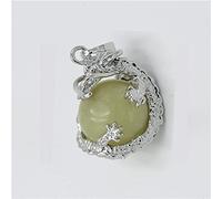 Lindo colgante de piedra de ópalo de cristal rosa de amatistas naturales para collar 16 mm bola de cuentas redondas colgante de encantos de dragón joyería-Jade amarillo