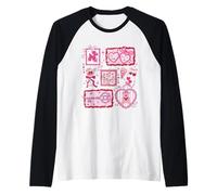 Lindo Collage de San Valentín Corazones Lazos Rosa diseño estético Camiseta Manga Raglan